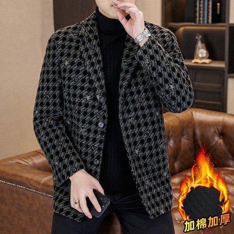 皮尔卡丹冬季毛呢西装外套男保暖中老年爸爸休闲呢子大衣2026新款,男装,毛呢大衣,淘宝优惠券,粉丝福利购,淘宝优惠卷