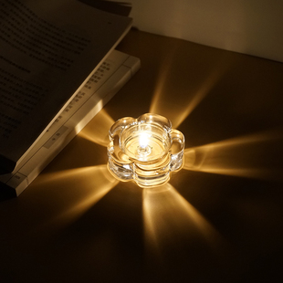 《梅花》玻璃蜡烛杯浪漫光影氛围感烛台灯台底座托烛光晚餐道具