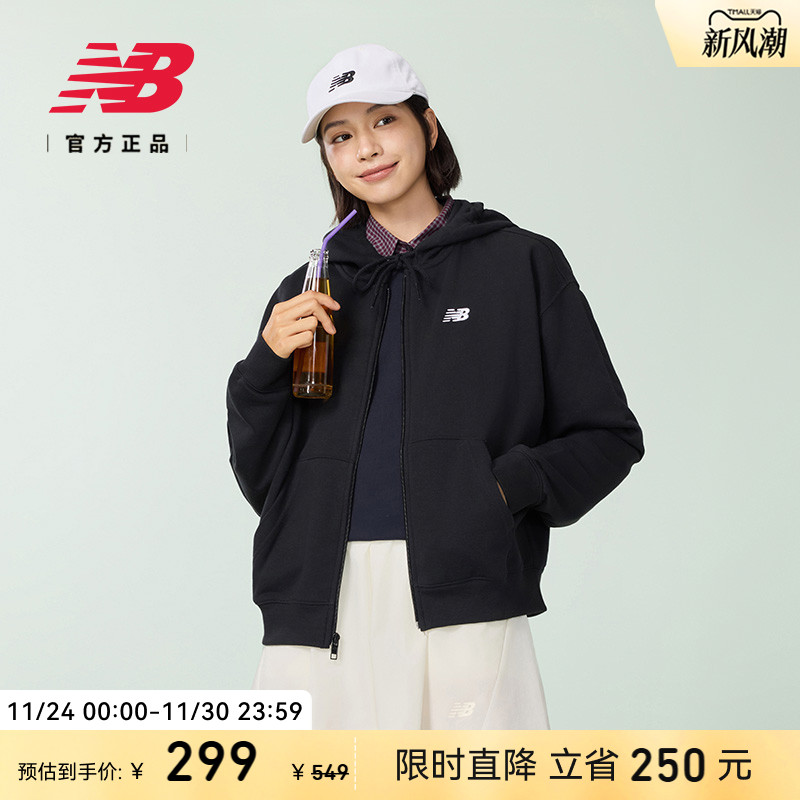 New Balance NB官方冬女士帽衫运动休闲舒适连帽卫衣外套WJ41501