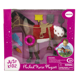 JUST KIDZ FLOCKED HORESE playset植绒仿真大马驹带铲子农场工具