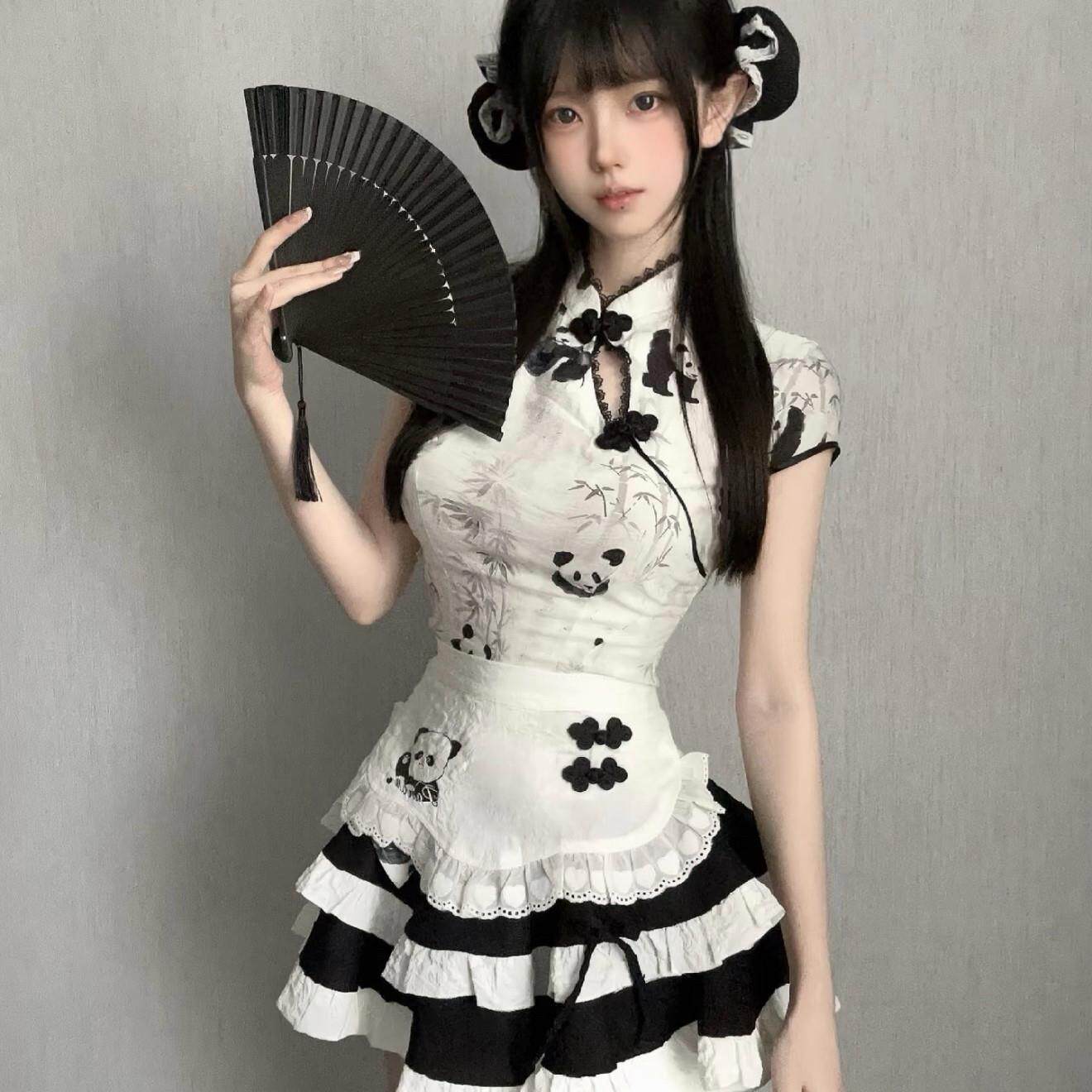 少女暴君衣服中华娘新中式改良旗袍万圣节女仆装cos围裙少萝套装