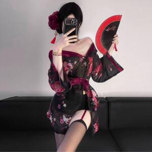万圣节东京少女性感辣妹深V花间二次元日系和服cos制服禁欲系套装