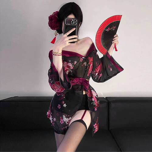 万圣节东京少女性感辣妹深V花间二次元日系和服cos制服禁欲系套装