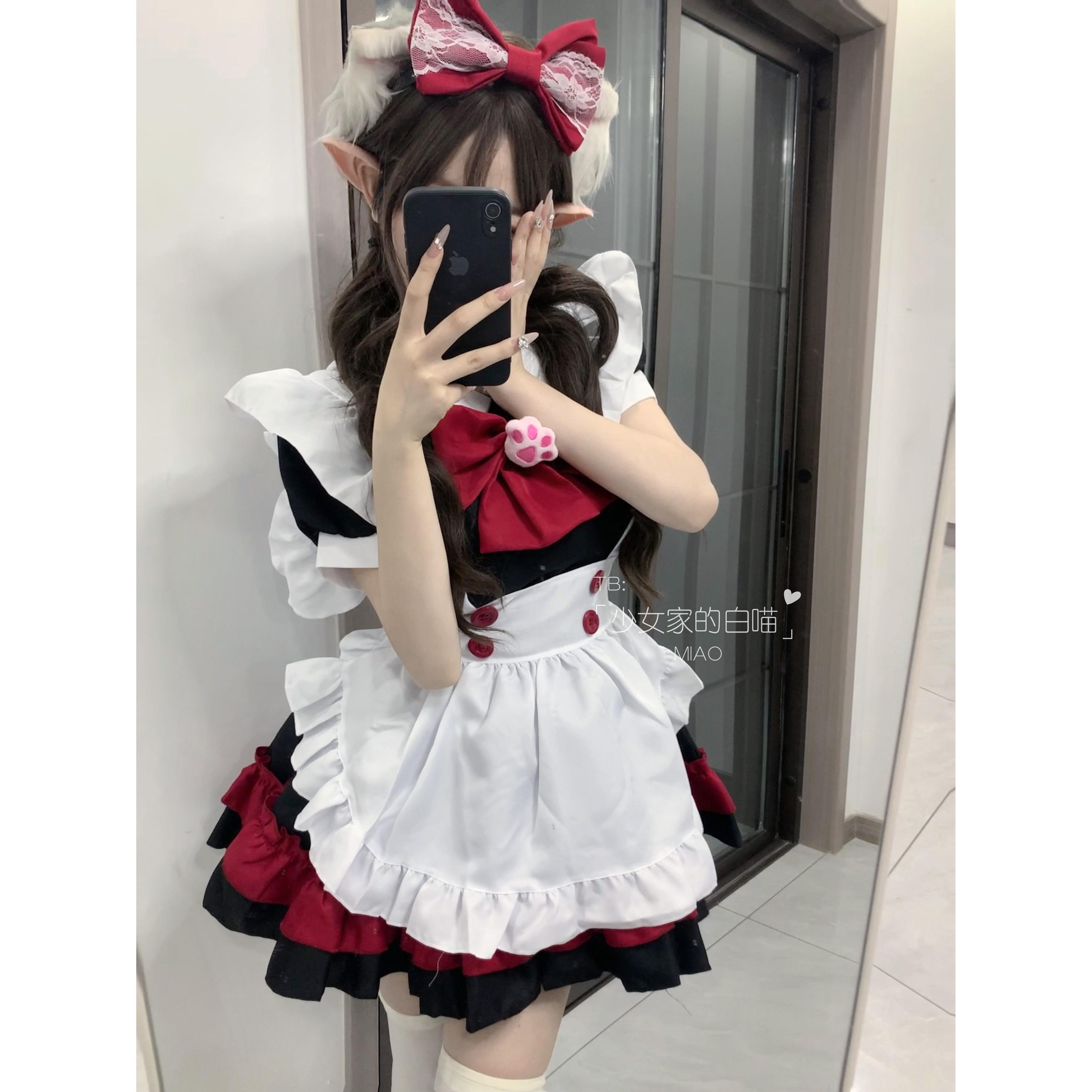 万圣节吸血鬼连衣裙小恶魔Lolita黑红猫咪女佣装可爱软妹女仆装