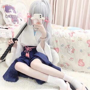 原神cos服白鹭公主神里绫华剑道服和服樱花cosplay木屐鞋子假发