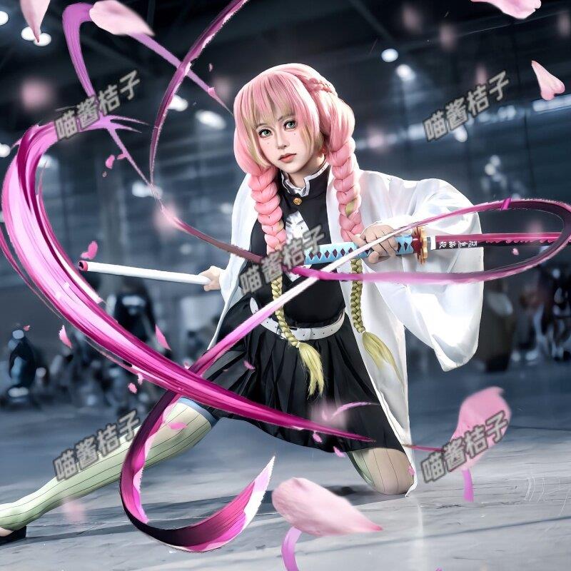 鬼灭之刃cos服鬼杀队甘露寺蜜璃cosplay漫展和服假发儿童成人套装