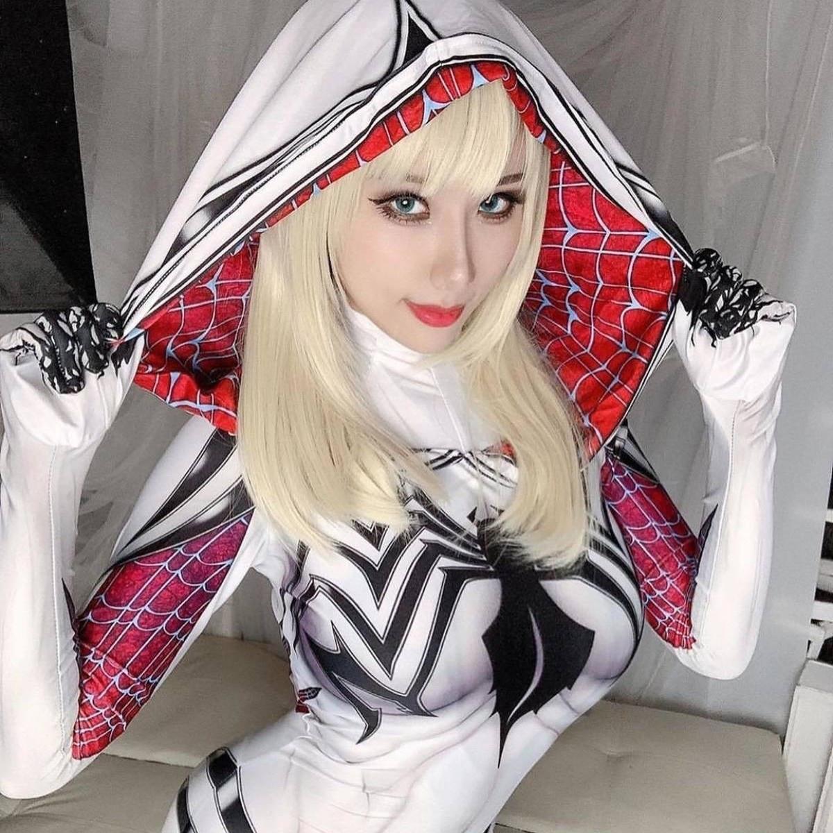 蜘蛛人紧身衣cos平行宇宙格温连身衣毒液女蜘蛛电影COSPLAY服装女