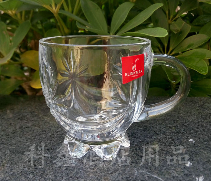 欧式玻璃透明带柄花茶杯
