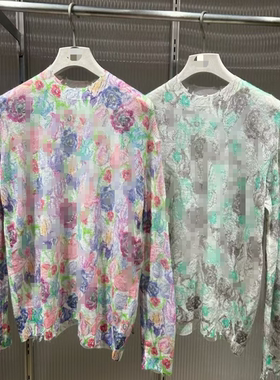 26年春季新品原单水彩花卉显瘦女气质针织套衫薄款长袖洋气上衣