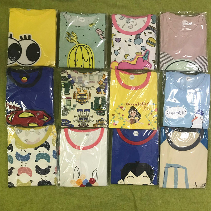 长腿叔叔夏季短袖儿童纯棉家居服