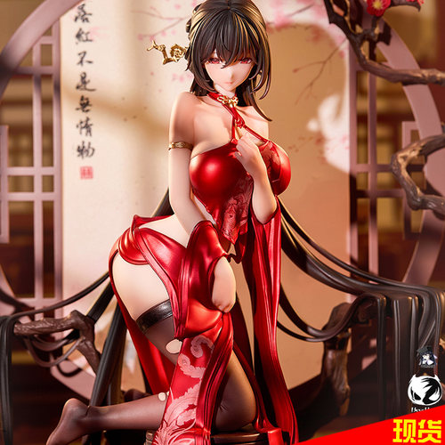 熊熊社BearPanda国风1/6手办周年款 落红 模型汉服旗袍带屏风萌燃