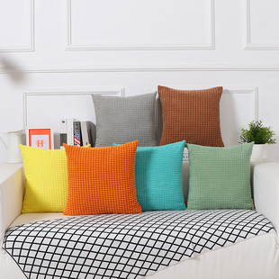 纯色抱枕靠垫客厅沙发靠枕办公室腰靠垫护腰枕床头靠背大玉米粒绒
