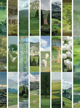 跨境英文bookmark绿光森林书签手帐素材i纸质DIY文艺创意墙贴装饰