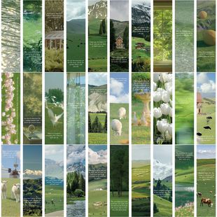 跨境英文bookmark绿光森林书签手帐素材i纸质DIY文艺创意墙贴装饰