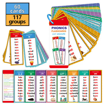 跨境英语启蒙Phonics自然拼读闪卡学习发音训练记忆卡便携教具