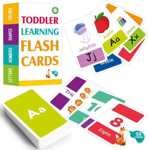 跨境英语启蒙Flashcards儿童早教闪卡颜色数字形状动物字母ABC