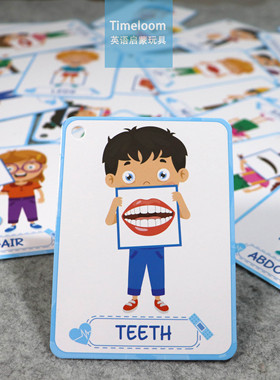 跨境英语启蒙Flashcard身体闪卡五官Body认知儿童教具闪卡教育卡