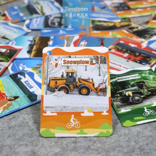 跨境英语启蒙Flashcards交通工具写实闪卡工程车辆早教幼儿教具