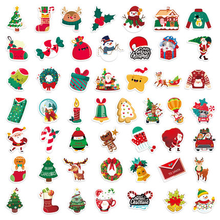 跨境Stickers Christmas圣诞节庆贴纸5圣诞树老人雪欢庆节日