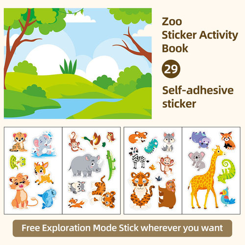 跨境英文sticker动物农场海洋生物贴纸书场景贴儿童创意卡通汽车