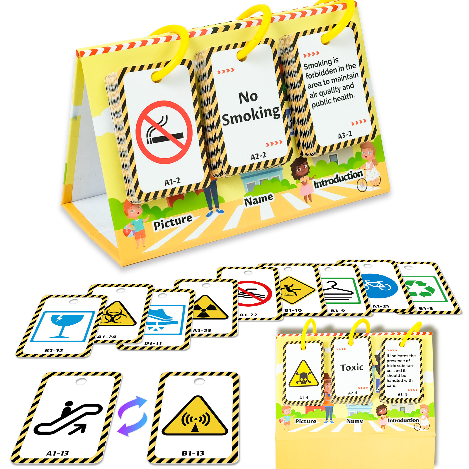 跨境英语Flashcard警示标志路标闪卡英文卡片问答互动教具台卡