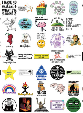 跨境英文50张卡通Snarky MEME涂鸦贴纸装饰吉他笔记本行李箱DIY