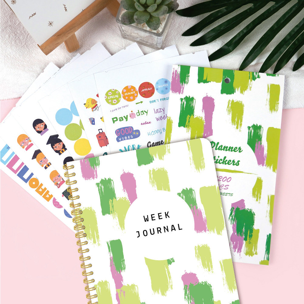 跨境英文周计划日记本weekly planner全年规划记事手账贴纸套装