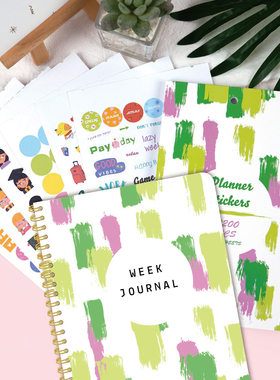 跨境英文周计划日记本weekly planner全年规划记事手账贴纸套装