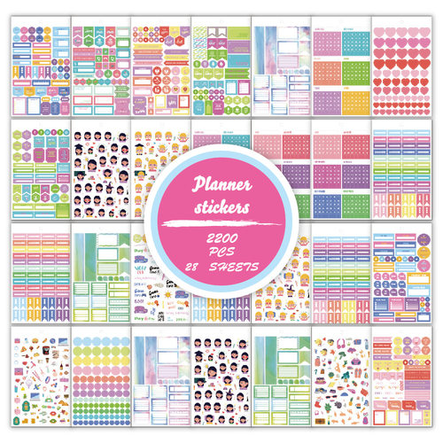 跨境英文sticker年计划贴纸本月周记事标注规划日常手账日记节日