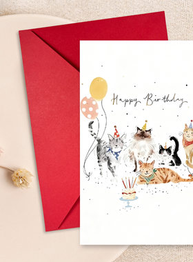 跨境Happy Birthday生日贺卡带信封动物文字卡片趣味贺卡留言礼物