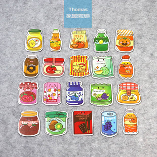 跨境magnetic食物咖啡饮料软磁冰箱贴儿童卡通可爱手绘涂鸦瓶罐