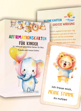 跨境德语Flashcard鼓励肯定动物闪卡可爱童励志情感学习正念卡