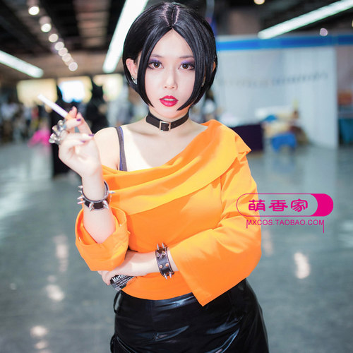 大崎娜娜假发黑色中分头路
