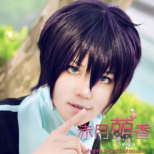 萌香家cosplay假发 银魂 高杉晋助 野良神 夜斗 紫黑收脸短发