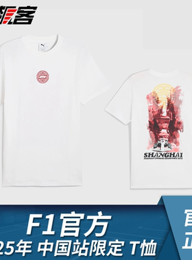 F1赛车模型周边服饰 2025年中国站F1官方logo短袖T恤 F1中国站