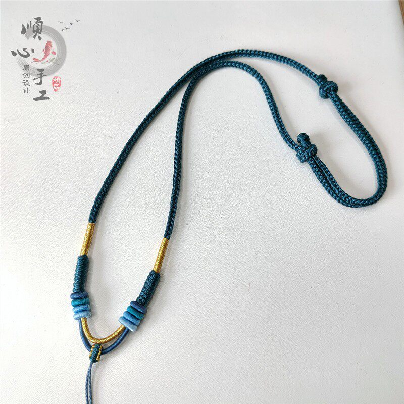 8股编项链绳佛头黄金吊坠绳子玉佩蜜蜡项链绳玉坠挂绳手工编织黑