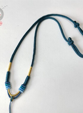 8股编项链绳佛头黄金吊坠绳子玉佩蜜蜡项链绳玉坠挂绳手工编织黑