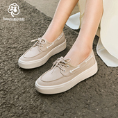 Pansy盼喜日本女鞋 4241 2025春季 轻便休闲帆船鞋 一脚蹬厚底乐福鞋