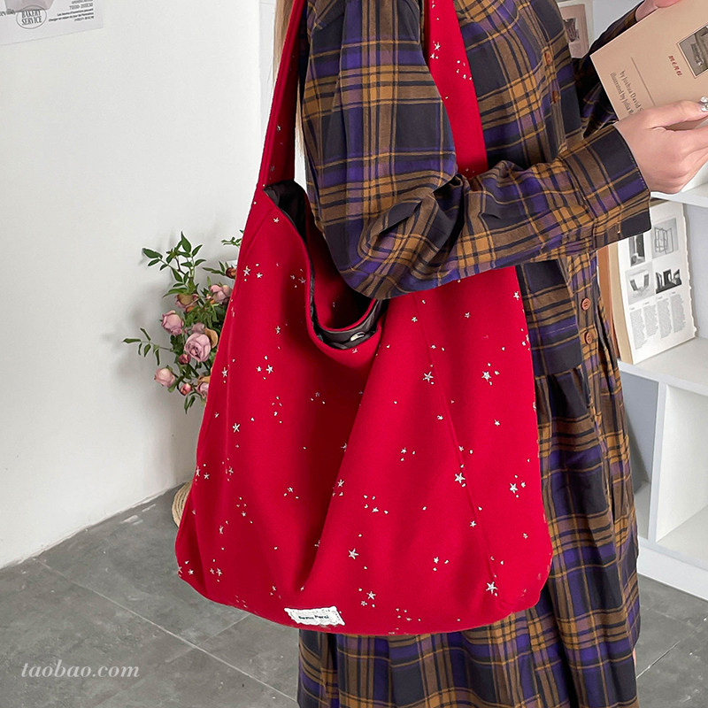 松弛感大容量毛呢包包2026新款通勤女士单肩包大学生上课包托特包,箱包皮具/热销女包/男包,托特包,淘宝优惠券,粉丝福利购,淘宝优惠卷