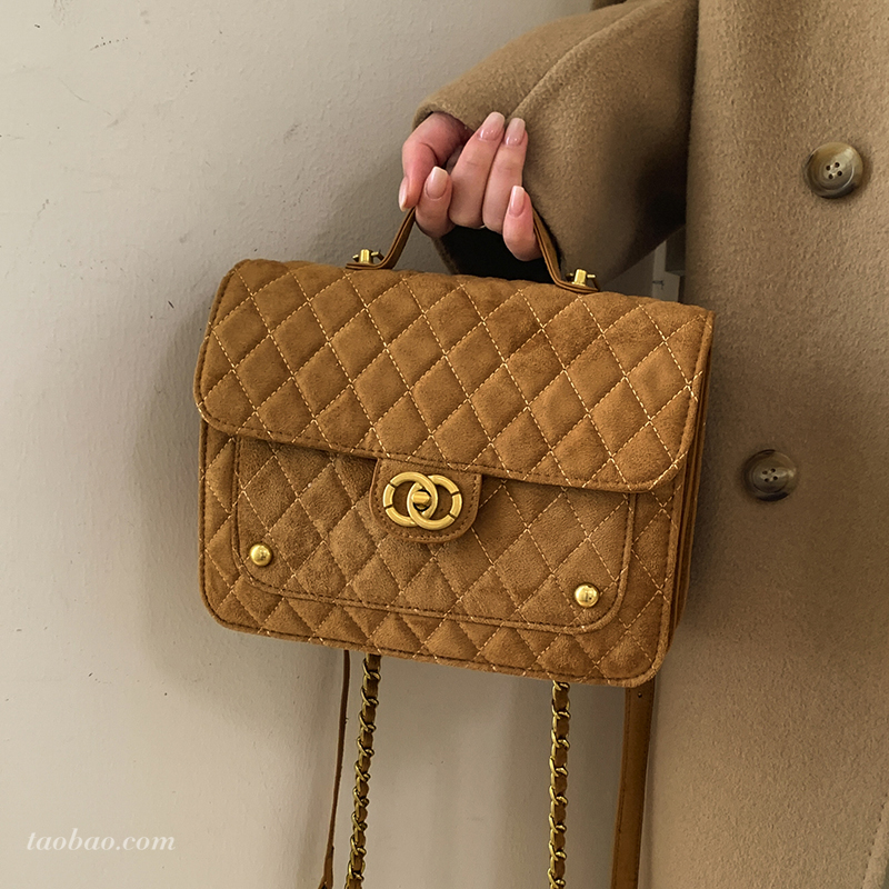 小香风复古菱格小方包