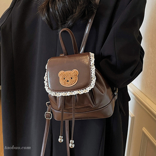 油皮复古女式 迷你百搭通勤后背包旅行包超火小书包 双肩包2026新款