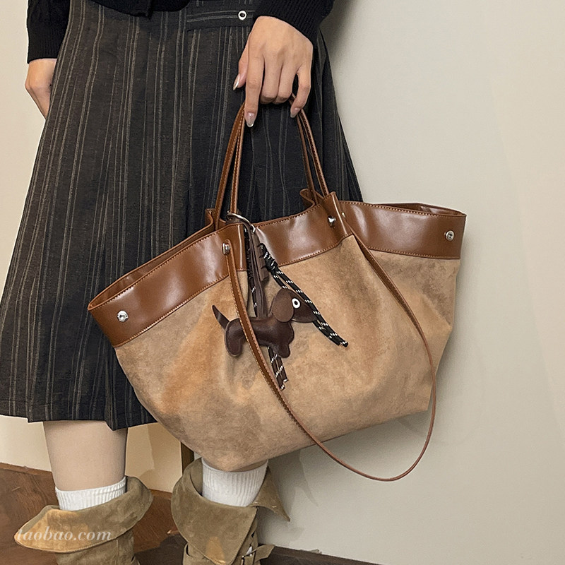 简约复古磨砂包包女2025新款时尚通勤单肩包大容量外出手提托特包,箱包皮具/热销女包/男包,托特包,淘宝优惠券,粉丝福利购,淘宝优惠卷