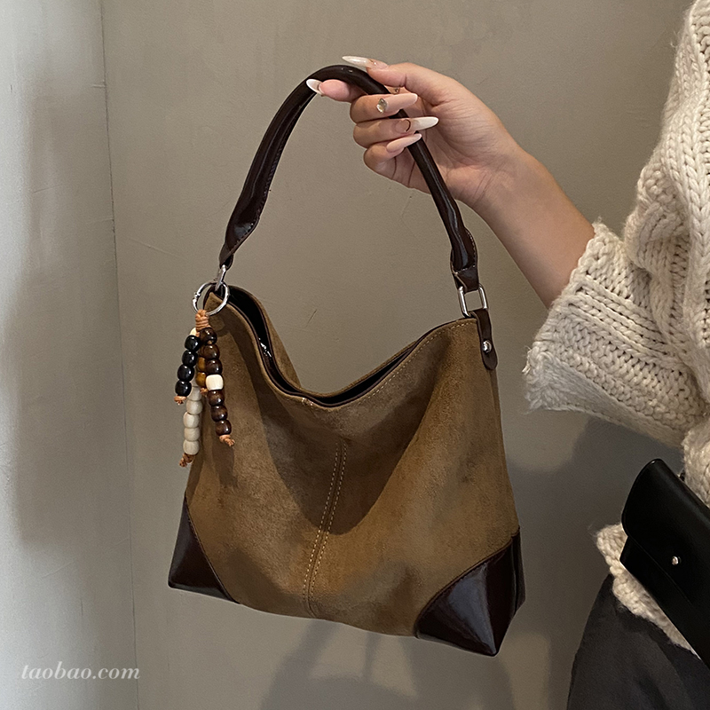 大容量绒面托特包2025冬季新款