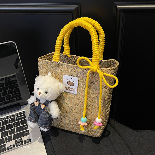 小众手工竹篦编织水桶包2026款