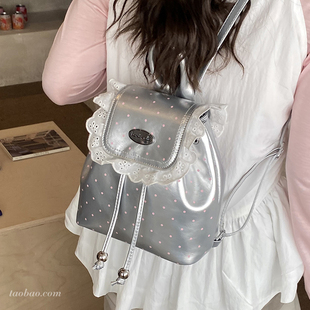 甜美少女小众波点双肩包2026新款 潮通勤迷你百搭后背包超火小书包