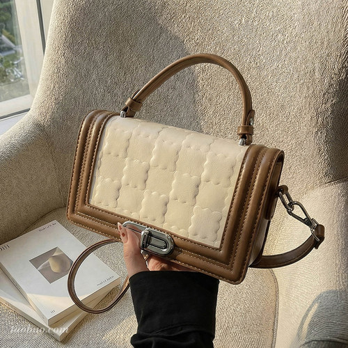 菱格撞色小方包2025春夏斜挎