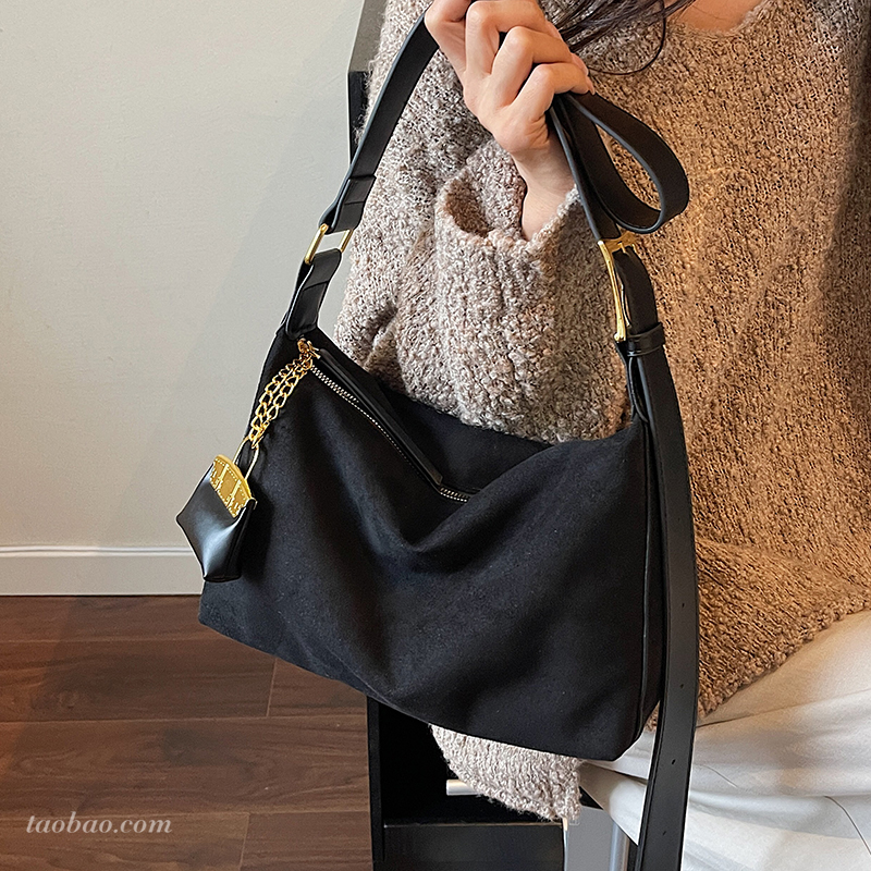 秋冬绒面复古大容量托特包