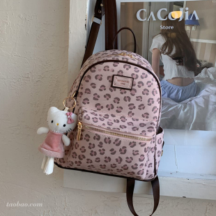 通勤大容量后背包学生上课书包旅行包 双肩包2026新款 时尚 豹纹女式