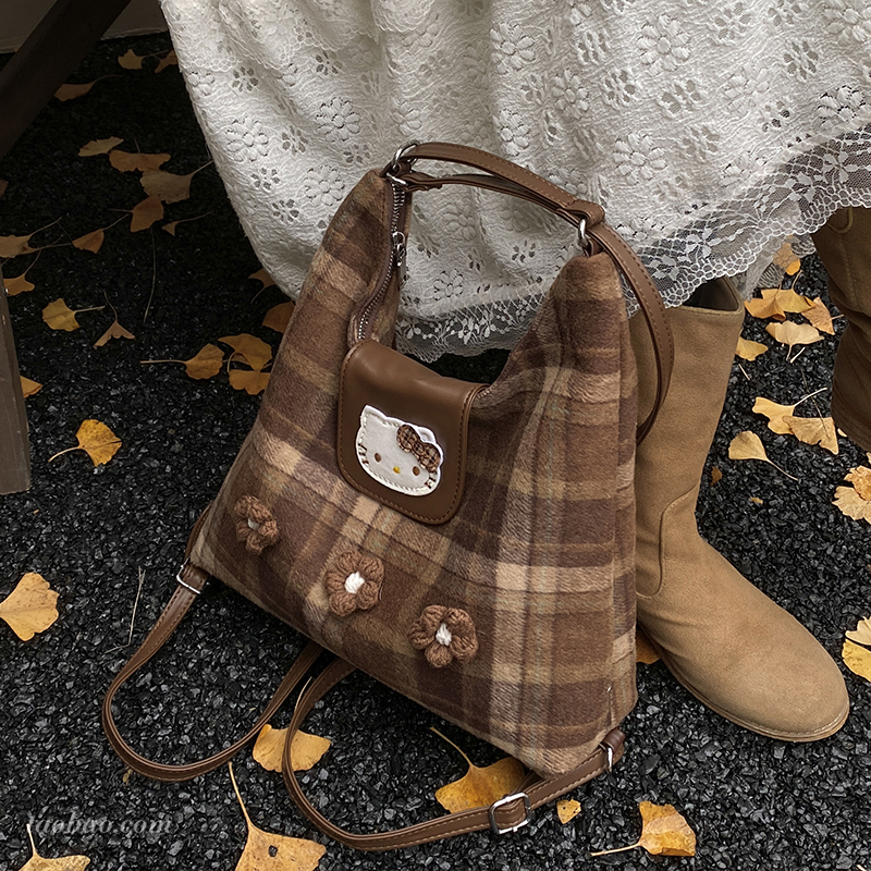 复古大容量托特包通勤双肩包