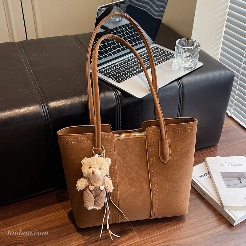 复古绒面大容量托特包包